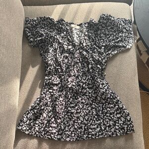 Faithfull the Brand Black Floral Ruffle Peplum Top